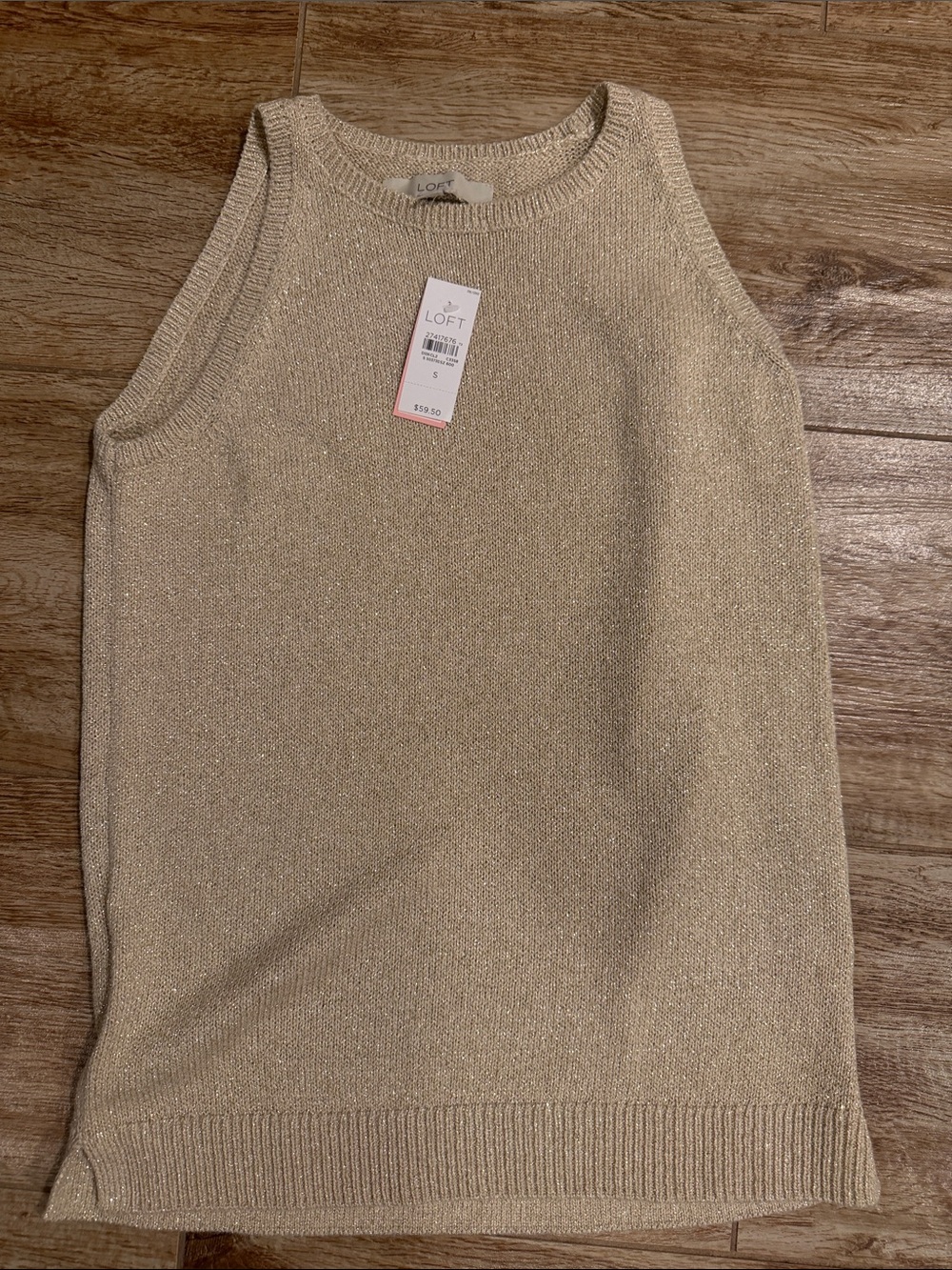 LOFT Metallic Gold Sleeveless Knit Tank NWT
